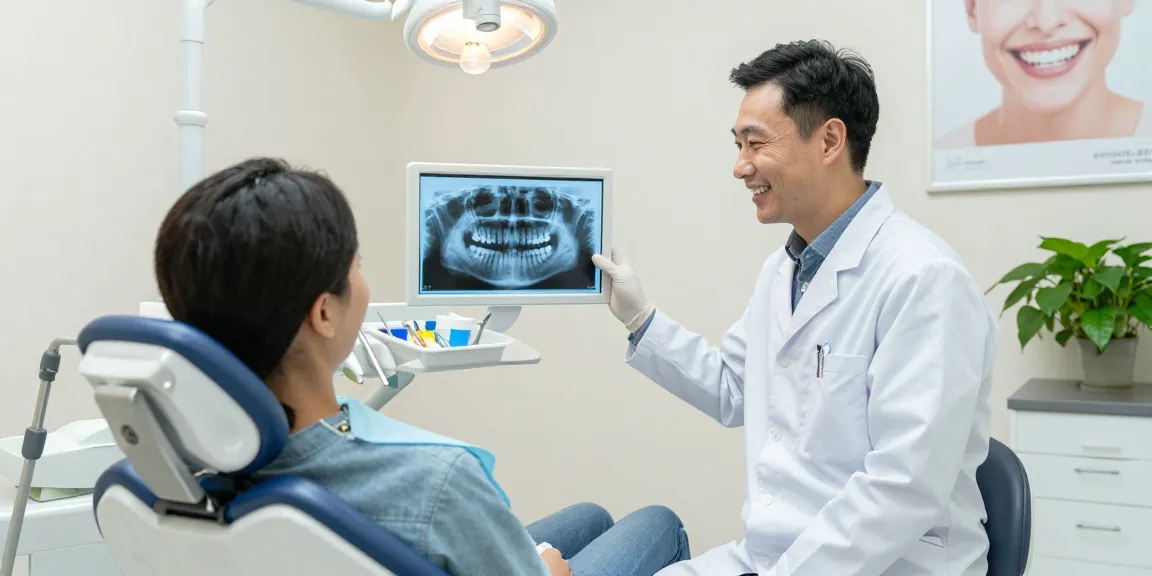 View it now to discover a welcoming dental office scene with a patient and dentist, highlighting a healthy smile.